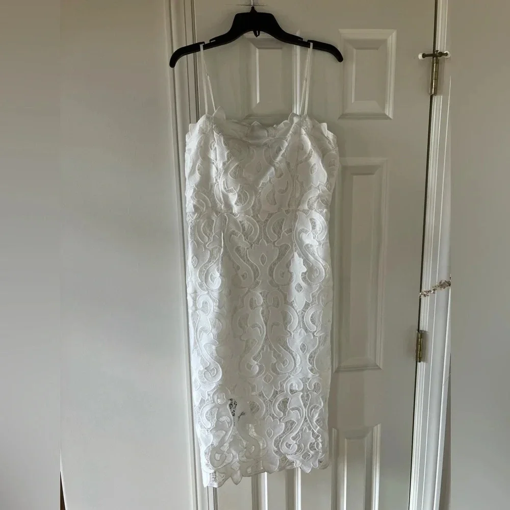 NWT Bardot White Nina Lace Midi Dress 10 - Picture 4 of 6